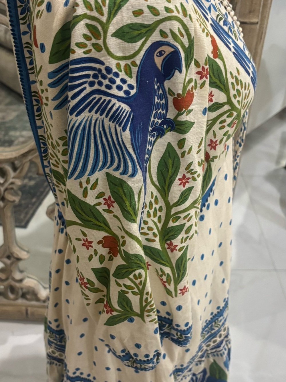 FARM Rio White Maxi Dress with Blue & Green Floral Print - Picture 5 of 7
